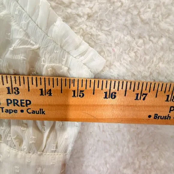 Patrons of Peace Boho Tiered Maxi Dress M Ivory Ruffles Buttons Sheer Prairie - Picture 3 of 10